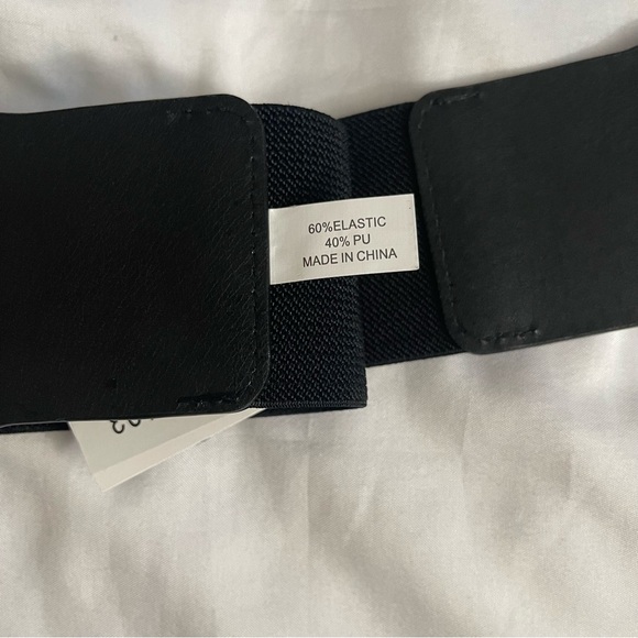 Black PU leather elastic waistband belt main image 7